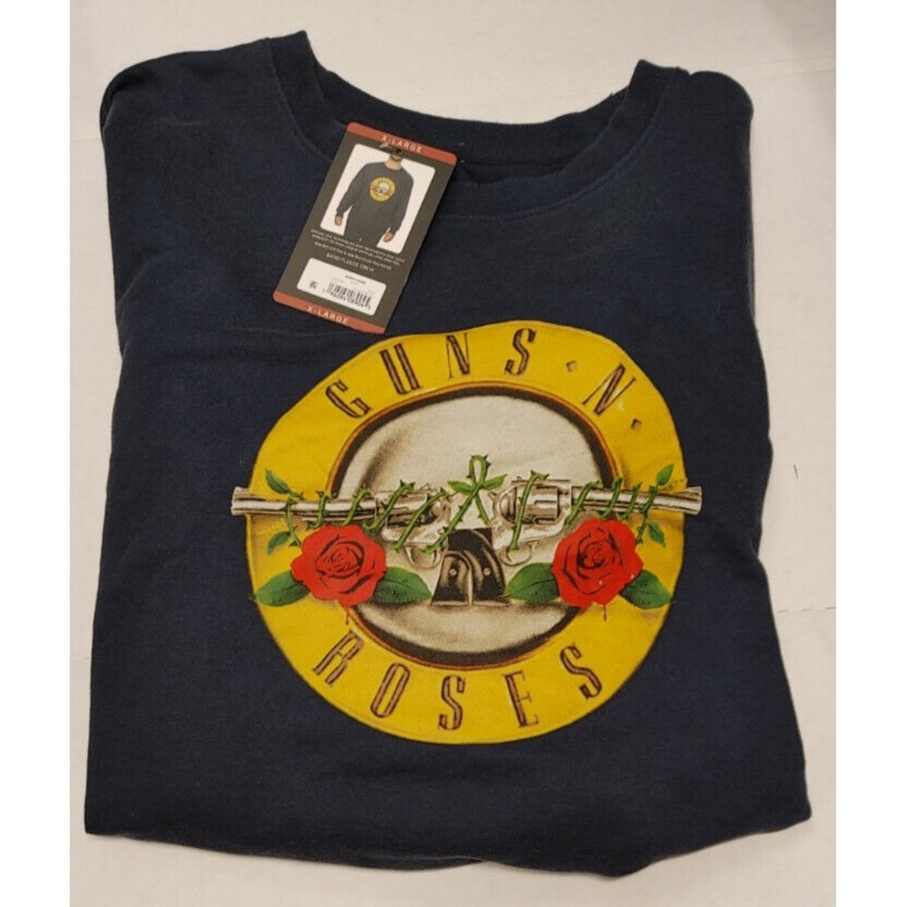 NWT Men's Navy L/S Guns N Roses Band Tee Size XL